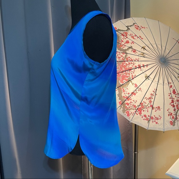 A Touch of Class Blue Purple Tie Dye Silk Blouse - Picture 6 of 7